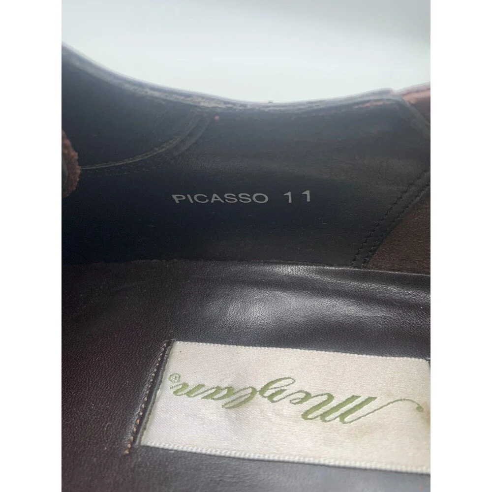 Mezlan Picasso Shoes Mens Size 11M Brown Leather Oxford Y2K Square Toe Lace Up